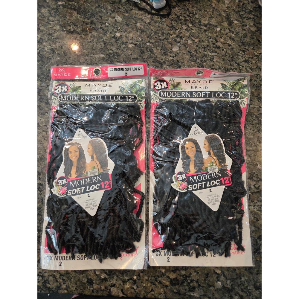 Mayde Beauty 3X Modern Soft‎ Loc 12" Crochet Braid Hair Extensions Color 2 2pk
